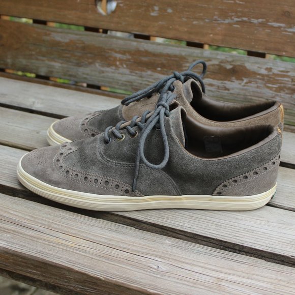 Paul Smith Sneaker Gray Tan Olive Suede Wingtip - Picture 6 of 16